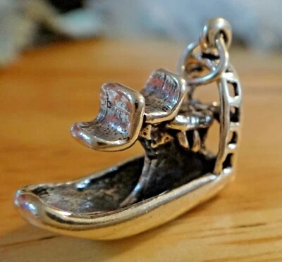 Sterling Silver 3D 18x20x11mm 5 gram Everglades Louisiana Air Boat Charm - Image 1 of 4