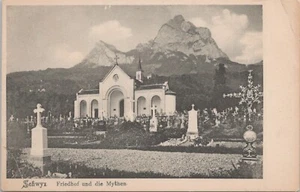 Foto PC ** Suiza Schwyz Cementerio und die Mythen Iglesia y cementerio 1910 - Imagen 1 de 2