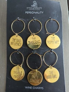 New Wine Glass Charm Set 6 Personality Types GIRLS NIGHT BOOK CLUB Funny Dillard - Picture 1 of 6