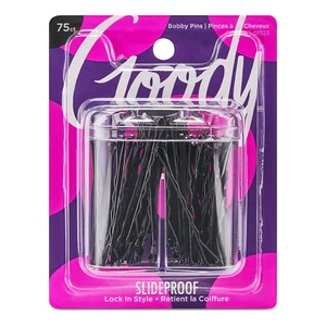 Goody Slideproof Bobby Pin Box with Magnetic Top - 75 Ct, Black Bobby Pins for H - Picture 1 of 5