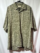 Vintage Noa Noa geometrical pattern Hawaiian shirt, men’s XL Green/white