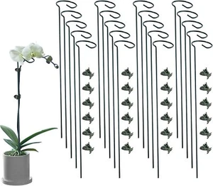 20 Plant Support Stakes with 24 Clips, 16 Inch for Flowers Tomatoes - Picture 1 of 6
