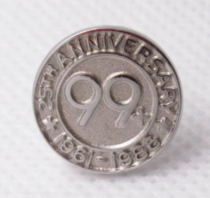 99+ - 25th Anniversary - 1961 bis 1986 - silberfarben - Vintage Anstecknadel - klein - Bild 1 von 6