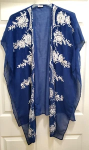 Lulla Collection by Bindya One Size blau Schal/offenes Coverup bestickt Blumen - Bild 1 von 6