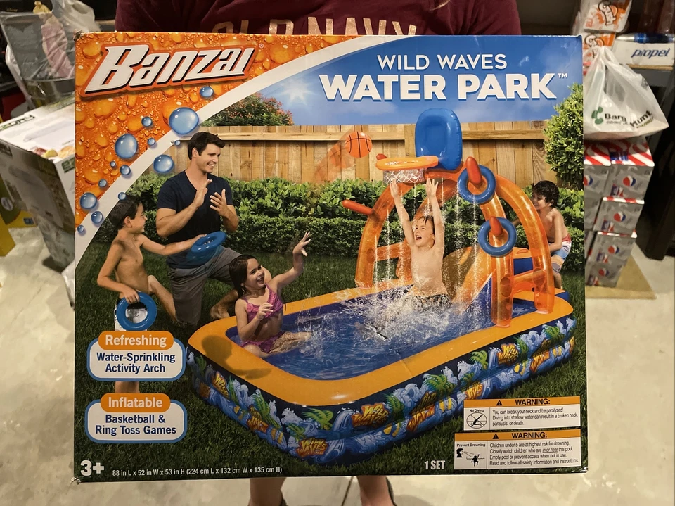 - Wild Waves Water Park W/ Sprinkling Arch & Basketball Hoop by Banzai
