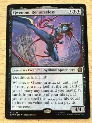 GWENOM, REMORSELESS FOIL - Promo / Mythic - SPM Marvel's Spider-Man MTG - Image 1 of 2