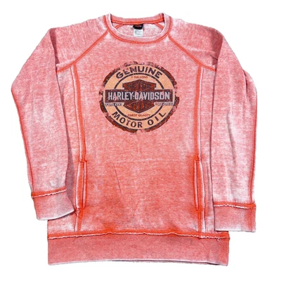 Sudadera Harley Davidson vintage para mujer pequeña naranja cuello redondo descolorida desgastada Foto 1 de 4