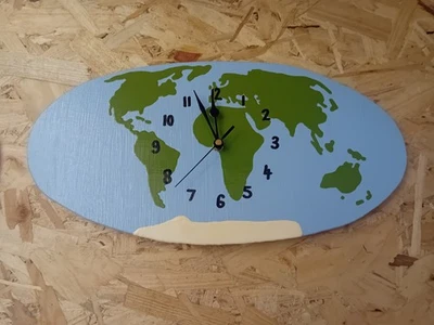 World Clock Map Of World Clock New But Slight Defect Needs Some TLC 41x21cm - Image 1 of 4