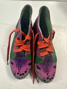SoleTech handbemalte bunte flippige Schuhe Größe 4,5 - Musiknoten Handarbeit Leder - Bild 1 von 12