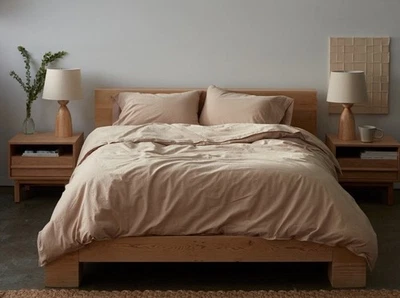 NUEVA Funda Nórdica Coyuchi Algodón Orgánico Arrugado Percal King (Hazel Chambray) Foto 1 de 4