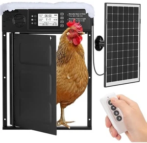 Automatische Hühnerstalltür solarbetrieben, Aluminiumtür mit Lichtsensor & Timer - Bild 1 von 6