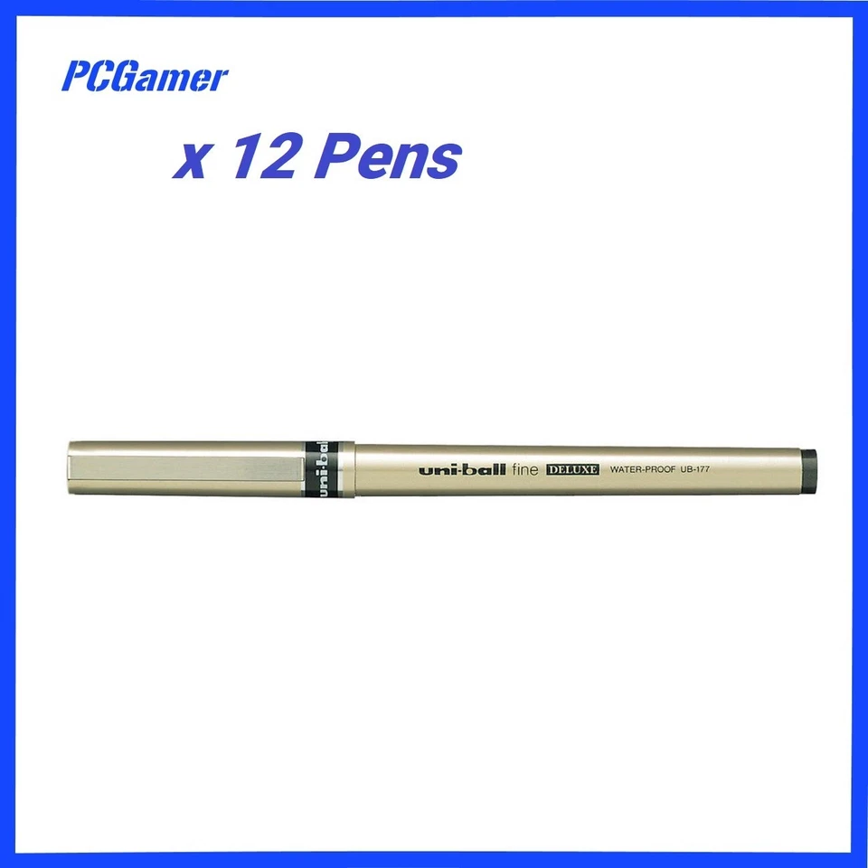 12 x Uni-ball Eye  Deluxe Roller Ball Pen Blue 0.7mm Fine - image 1 of 1