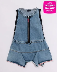 RRP€180 DIESEL Kids Denim Dress Size 8Y Blue Striped - Picture 1 of 3