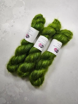 Hand Gefärbt Kinder Mohair Seide Garn ,Spitze Gewicht,50g,Apfelgrün - Bild 1 von 4