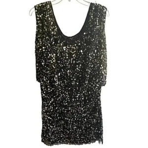 JS Collection Sequin Cocktail Dress Sleeveless Party Mini Dress Sparkly Black 12 - Picture 1 of 8