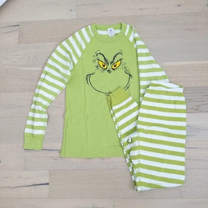 Hanna Andersson Herren Grinch Pyjama Set Größe M grün gestreift Langarm Hose - Bild 1 von 9