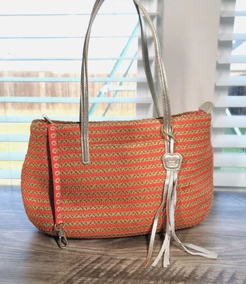 Bolso de Mano Eric Javits Dama Brooke Squishee Tejido de Paja Naranja Tostado Bolso de Mano Foto 1 de 4