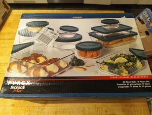 Vintage 1996 - Pyrex Storage Plus 20 piece Glass Bake n' Store Set - Made in USA - Picture 1 of 8