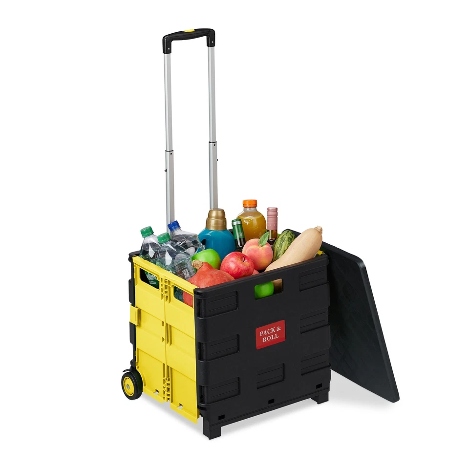 Einkaufstrolley Einkaufswagen Klapptrolley Faltbox mit Rollen Transportkiste - Bild 1 von 1