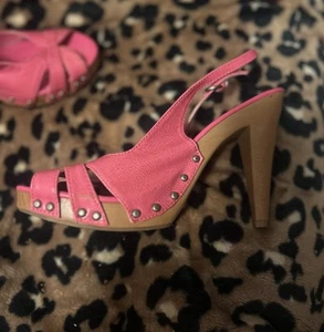 Charlotte Russe Pink Buckle Strap Heels 8.5 - Picture 1 of 4
