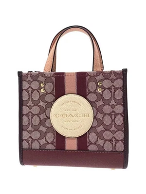 NUEVO CON ETIQUETAS COACH Mujer’s Dempsey Tote 22 Bolso de Mano en Jacquard/Vino C8417 Regalo para ella Foto 1 de 4