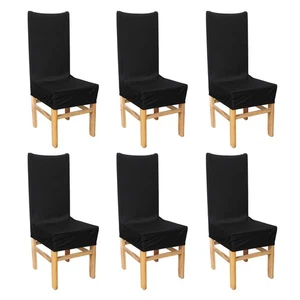 6pcs Fundas de Sillas Funda Elástica Universal Negro Para Silla de Boda Comedor - Imagen 1 de 10