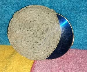 Compact vintage Straton, Make Up/Powder with Art Deco mirror in brass/enamel,Blu - Picture 1 of 7