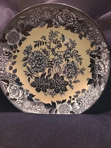 SPODE Archive Collection JASMINE 8 1/2" Pasta Bowl Floral Yellow Gray Black - Picture 1 of 11