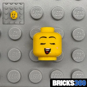 Lego New Yellow Minifig Head Girl Woman Yawning Pink Lipstick Smile White Teeth - Picture 1 of 4
