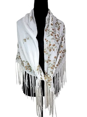 Jones Nueva York Floral Transparente Romántico Brillante Bufanda Chal Flecos Festival Boho Foto 1 de 4