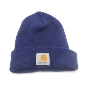 Vintage Carhartt Beanie Hat Men Navy Blue One Size A18NVY Workwear Made In USA - Picture 1 of 13