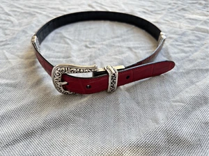 VINTAGE Brighton Wendegürtel Alligator Print Leder rot / schwarz 90er 80er Gr. 30 - Bild 1 von 9
