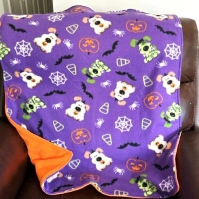 Halloween Cachorro Vellón Lap Throw Púrpura Calabaza Reversible 30 x 34 Naranja Espalda Foto 1 de 4