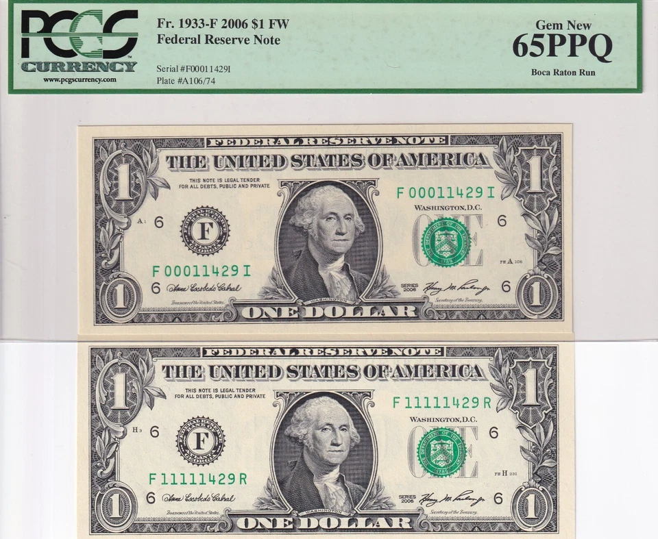 United States Of America, 1 Dollar, 2006, UNC, Fr.1933, (total 2 banknotes) - Image 1 of 2