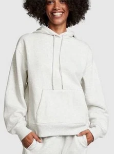 Victoria's Secret PINK Oversized Hoodie Premium Fleece Pullover Sz L Stone Grey - Picture 1 of 7