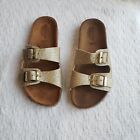 Giulia Palai Girls Sandals  Gold Glitter Leather  Cork Bed Size 3 Made In Italy