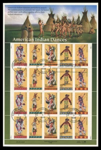 SC #3072-6 - 32c DANZAS INDIAS AMERICANAS - HOJA USADA (PANEL) DE 20 - Imagen 1 de 2