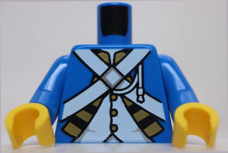 Lego Torso Soldado Imperial Uniforme Chaqueta Abierta Negro y Dorado Borde Blanco Chaleco Foto 1 de 2