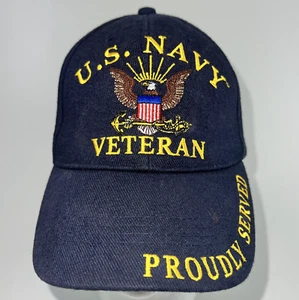 Eagle Emblems U.S. Navy Veteran Embossed Cap Hat One Size Adjustable Navy Blue - Picture 1 of 8