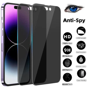 For iPhone 12/13/14 Pro Max 9H Privacy Anti-Spy Tempered Glass Screen Protector - Picture 1 of 14
