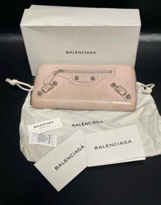 Balenciaga Long Wallet Light Pink Leather Unisex Women's Used From Japan - Picture 1 of 7