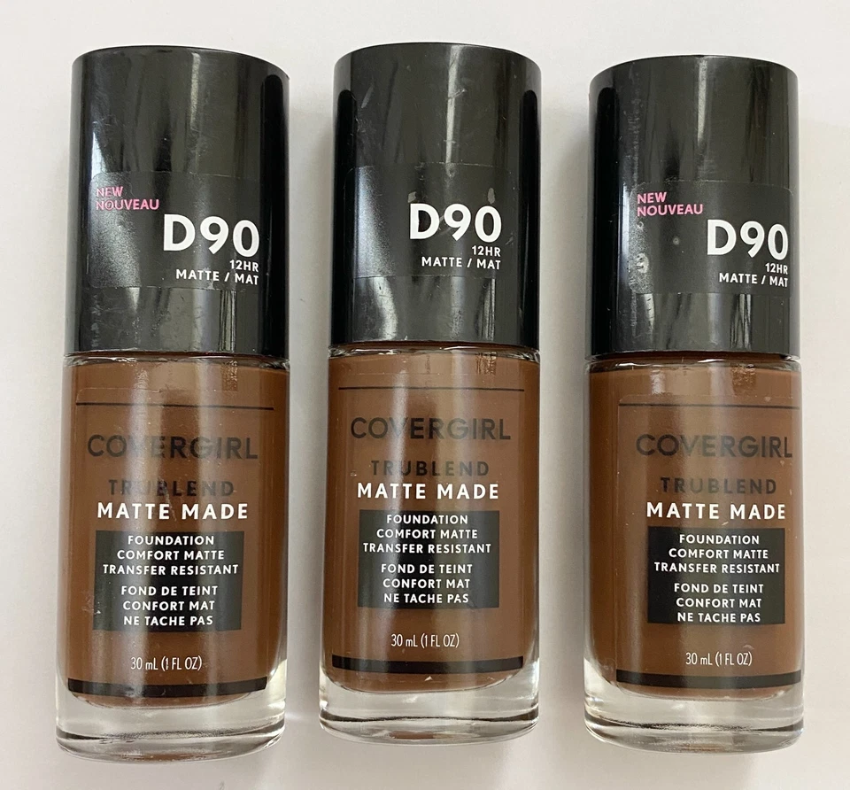 3-Pack NEW COVERGIRL TruBlend Matte Made Foundation D90 Espresso (Sealed) - Image 1 of 1