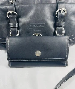 Coach Chelsea große schwarze Leder silber HRDWR Umhängetasche/Crossbody 14017 mit Geldbörse - Bild 1 von 19