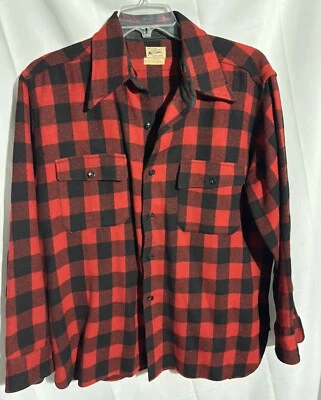 Vintage 40s  Coast To Coast National Sz L Wool Shirt Shop Buffalo Plaid - Image 1 of 4