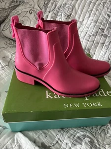 Kate Spade Pink heeled Domina Rain Rubber boots Size 7 - Waterproof - Picture 1 of 6