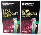 2X EMTEC S-VHS VIDEO BROADCAST MASTER TAPE FOR STUDIO PROFESSIONALS 60min NEW !