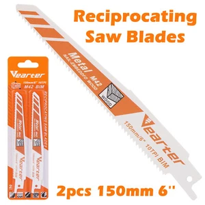 2 Pack 6'' 10 TPI Reciprocating Saw Blade Sabre Bi-Metal Cutter Set For Wood PVC - Picture 1 of 13