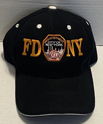 FDNY Departamento de Bomberos Ciudad de Nueva York Gorra de Béisbol Negra Correa Ajustable Trasera Foto 1 de 4