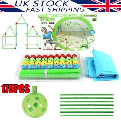 175PCS Building Your Own Den Kit Play Kids Construction Fort Tent Making Set UK