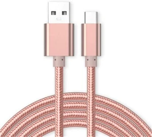 Cable Micro USB Nylon Renforce Longeur 2M Couleur Rose Little Boutik® - Photo 1 sur 2